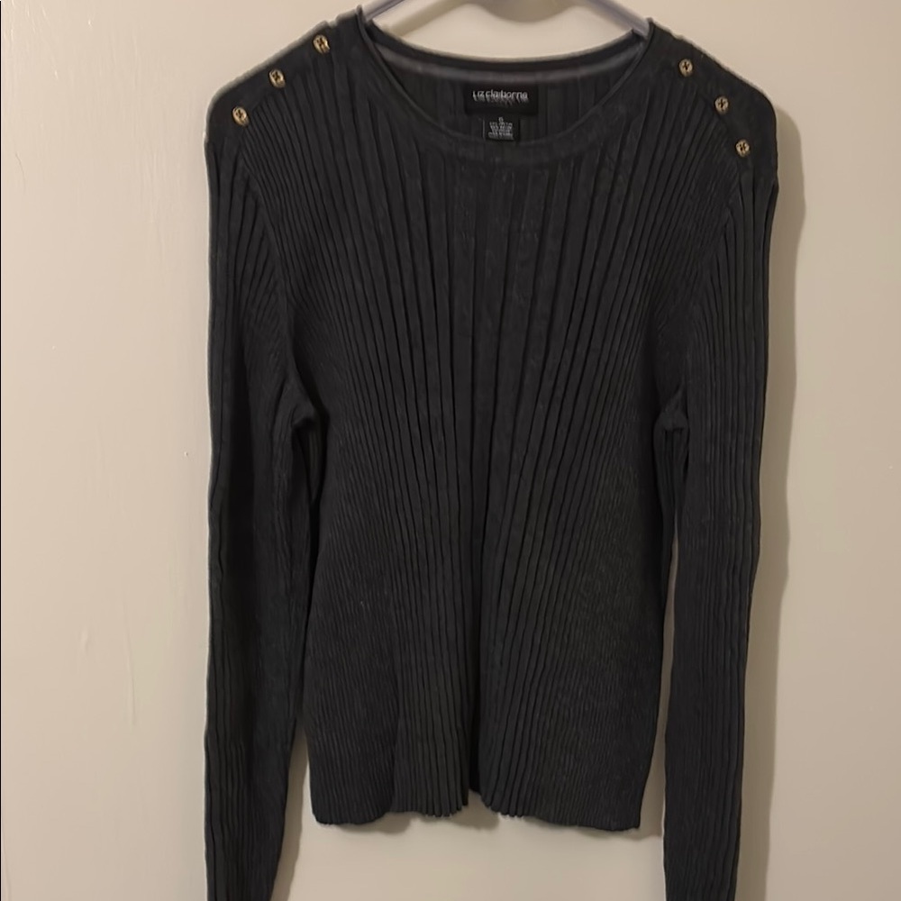 Liz Claiborne Gray Ribbed Sweater